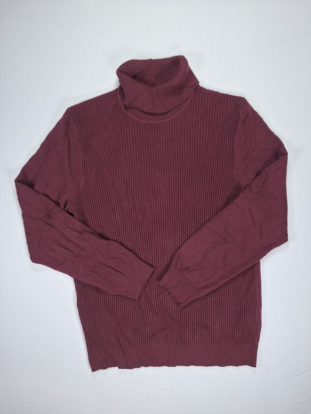 Club Room Men's Textured Cotton Turtleneck Sweater Red Plum Wine Size XL NWT